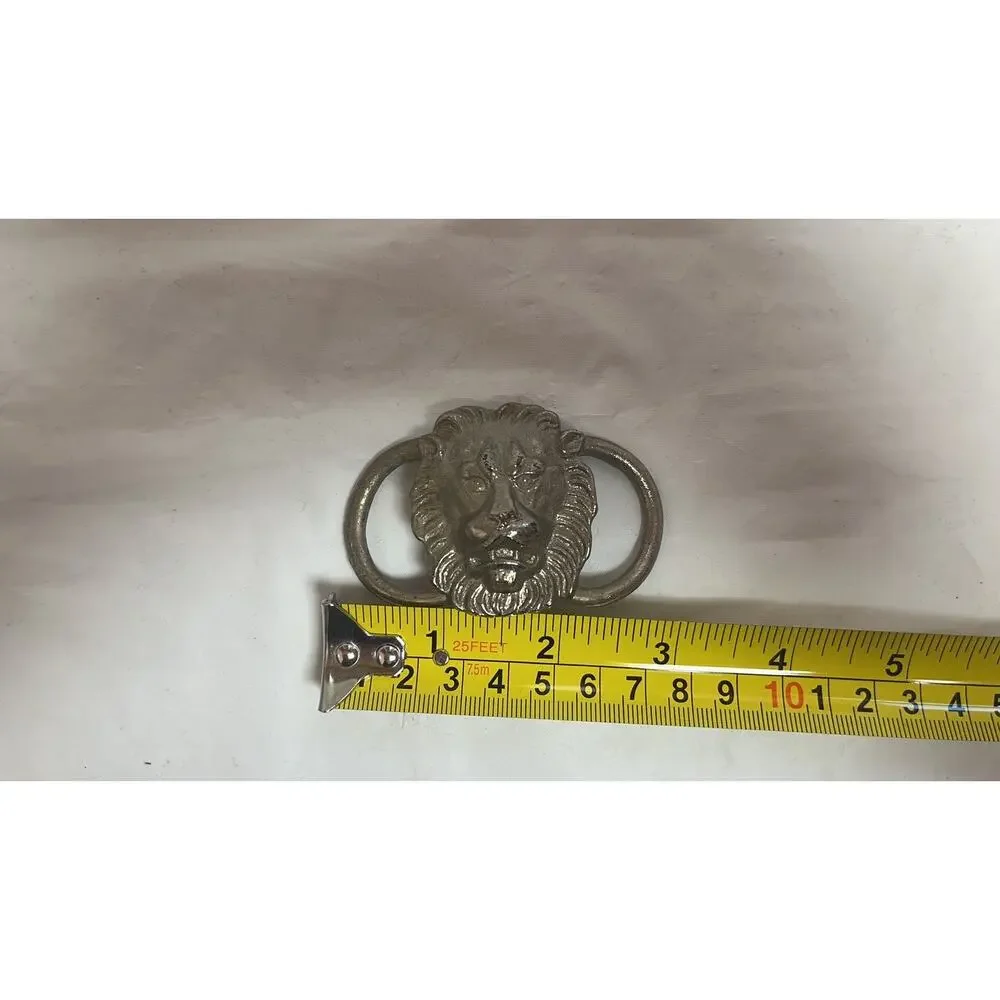 Vintage Silver-Toned Lion Head Belt Plate / Home Decor Collectible
